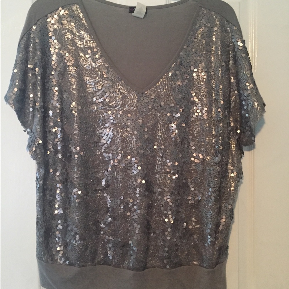 silver sequin top